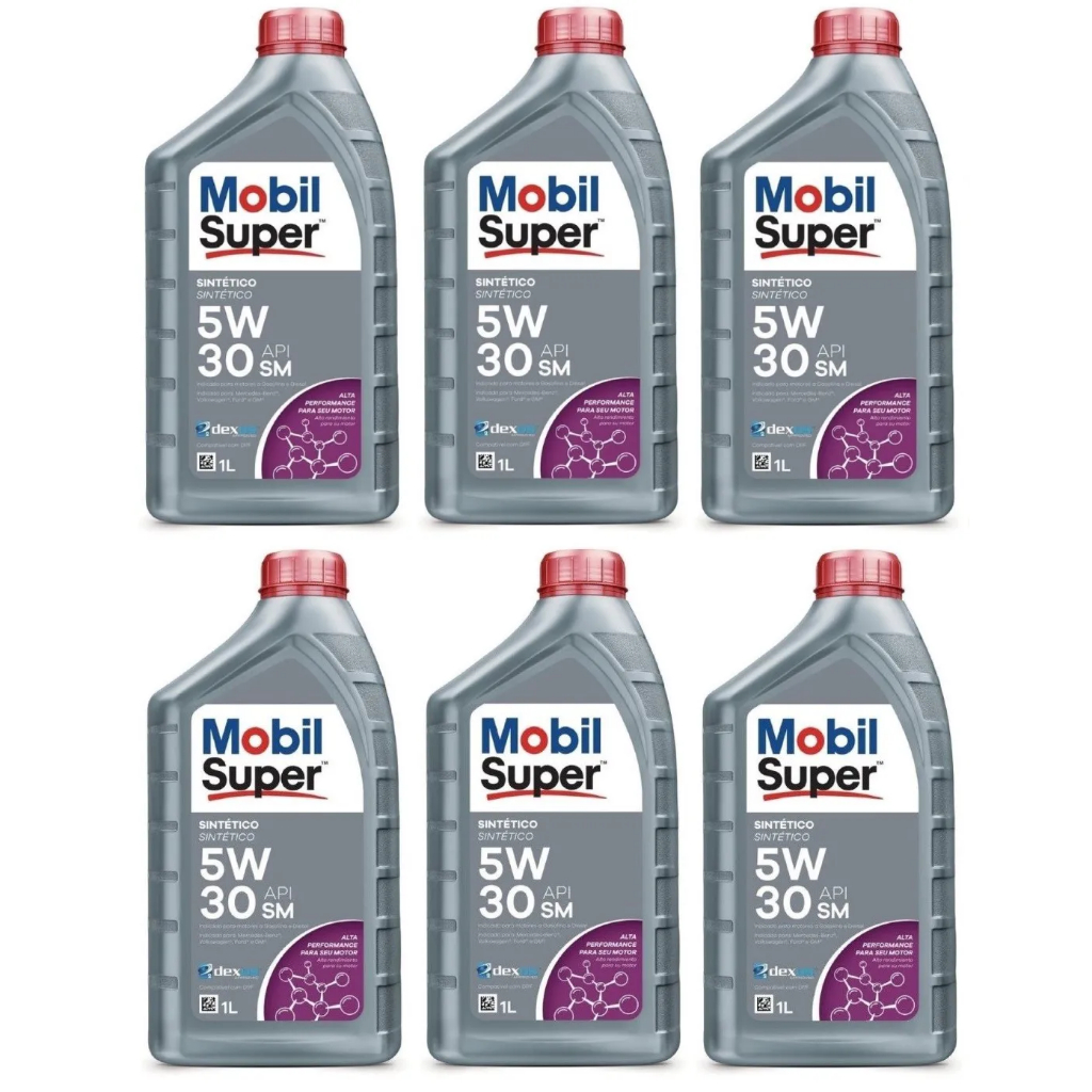 Kit 6 litros Mobil Óleo Lubrificante 5W30 Sintético Diesel API SN