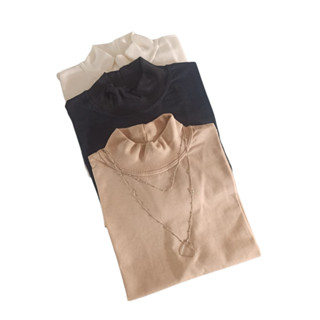 Kit 3 T-shirts blusa feminina Gola Alta básica ALGODÃO 100%