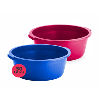 2 Bacias 30 Litros Plástica Redonda Grande Para Roupa Lavanderia em Oferta na Shopee