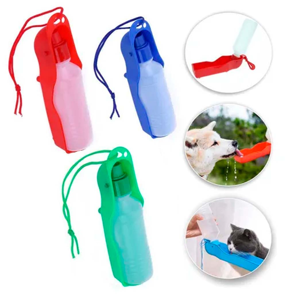 Kit até 5 Bebedouro Garrafinha Portátil Plastico para Cães Gatos Cachorro 500ml Animais Estimação Pet Acessório Garrafa para Passeio Prático Refrescante