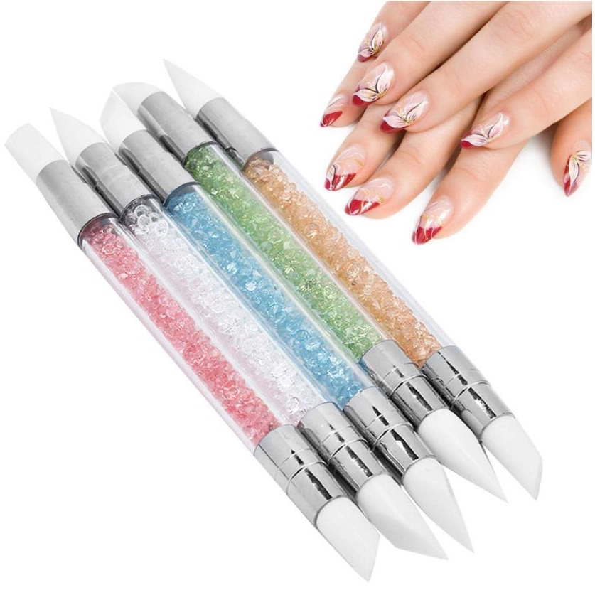 Kit 5 Pincéis Silicone Decoração Unhas 3D Profissional Nail Art