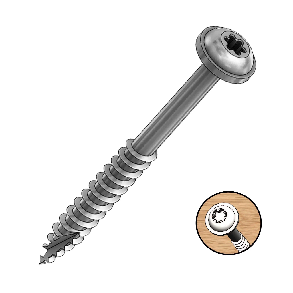 MILESCRAFT - PARAFUSO CABEÇA FLANGEADA TORX T25 - ROSCA GROSSA - 2.50 POLEGADA