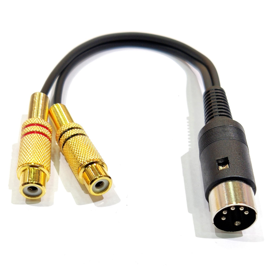 Cabo Din 5 Pinos X 2 Rca Femea Profissional 20CM em Oferta na Shopee