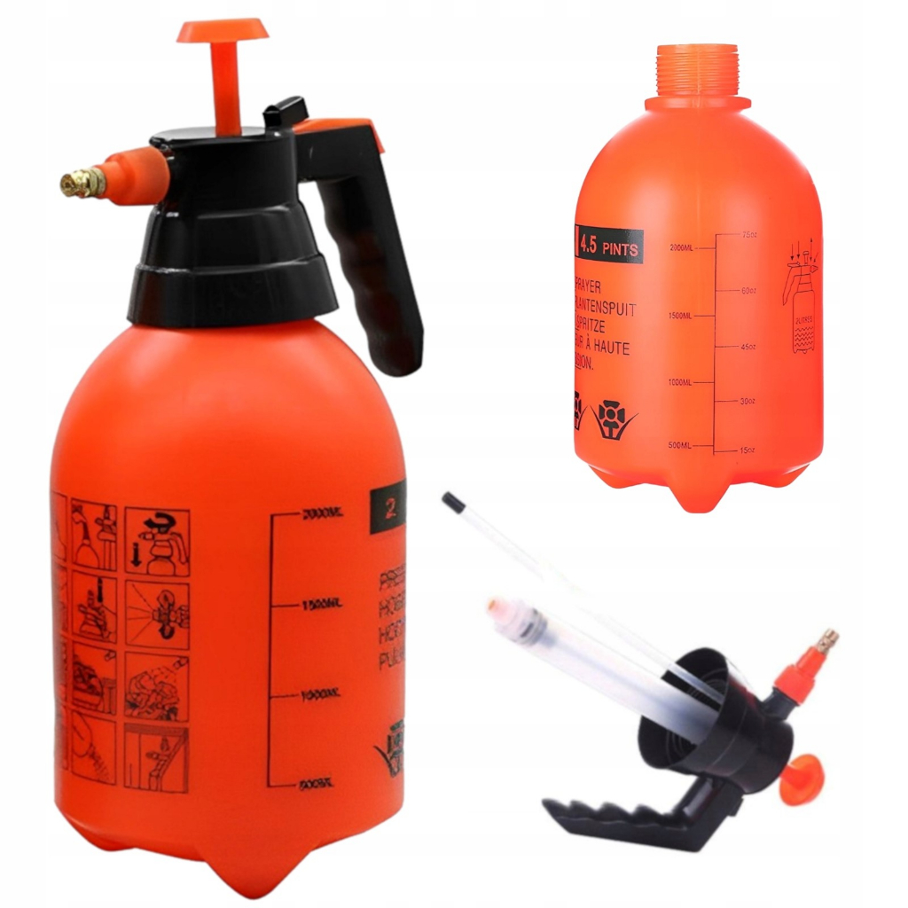 Pulverizador Manual Borrifador Pressão Spray Compressão Previa 2 Litros Com Válvula Metal ERTTA Ferramenta Jardim