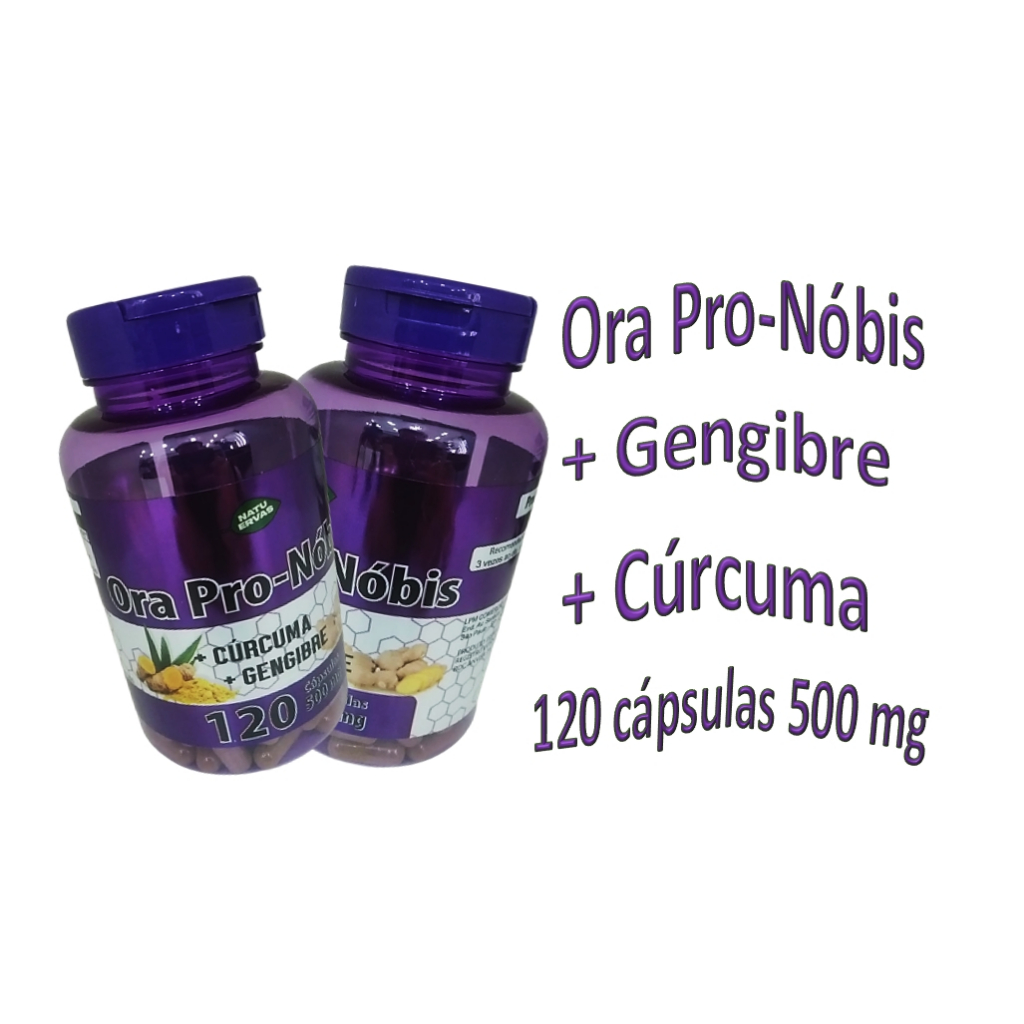 Ora Pro Nóbis + Gengibre + Cúrcuma 120 Cáps 500 mg