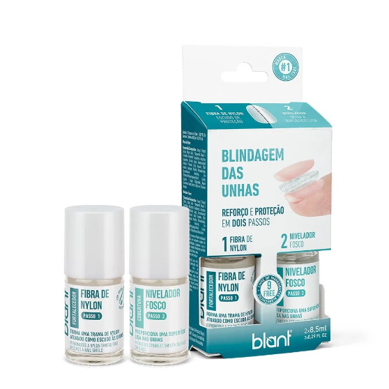 Kit Blindagem Base Fibra Blant Unhas Naturais Fibra Nylon + Nivelador Fosco
