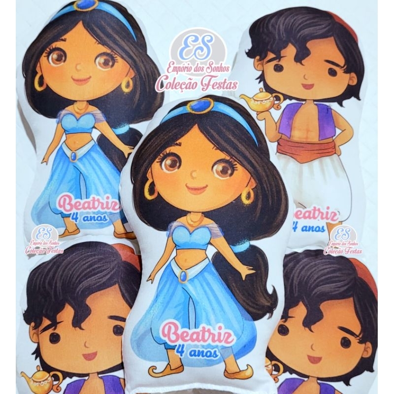 15 almofadas Jasmine princesas personalizadas 15cm para lembrancinha de aniversário festa