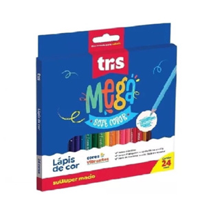 Lápis de Cor Mega Soft Color TRIS - 24, 36 48 Cores. em Oferta na Shopee