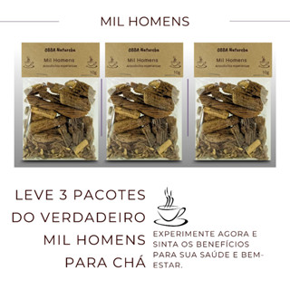 Kit com 3 pacotes Chá Mil Homens 100% Natural - Verdadeiro Cipó Jarrinha próprio para Chá