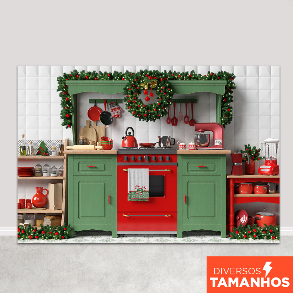 Painel Fundo Fotográfico Natal Cenário Cozinha Em Tecido Sublimado para Foto em Oferta na Shopee