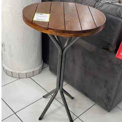 Mesa Bistrô Alta Cozinha Churrasqueira Bar Lanchonete Com Tampo Ripado 60x60 Martelado Grafite Holanda Teixeira