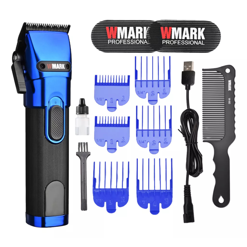 Maquina De Cortar Cabelo Wmark Ng121 Azul Display Led Bivolt