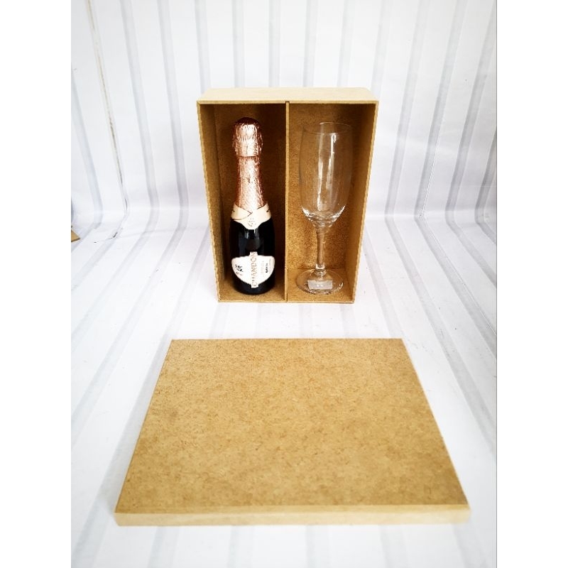Caixa MDF Vinho/Champagne + Taça
