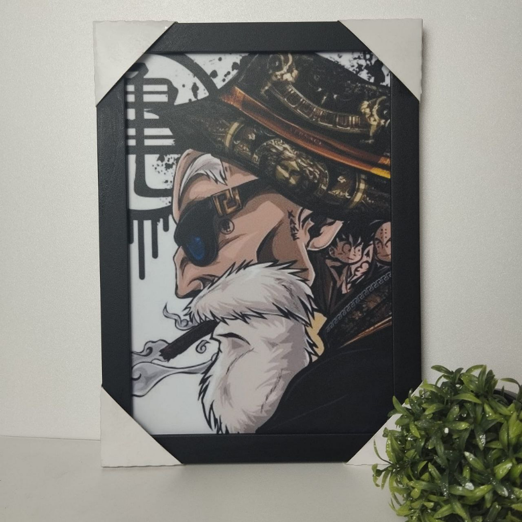 Quadro Decorativo com Moldura Dragon Ball Z Mestre Kame uma decoração elegante com este objeto para quarto sala