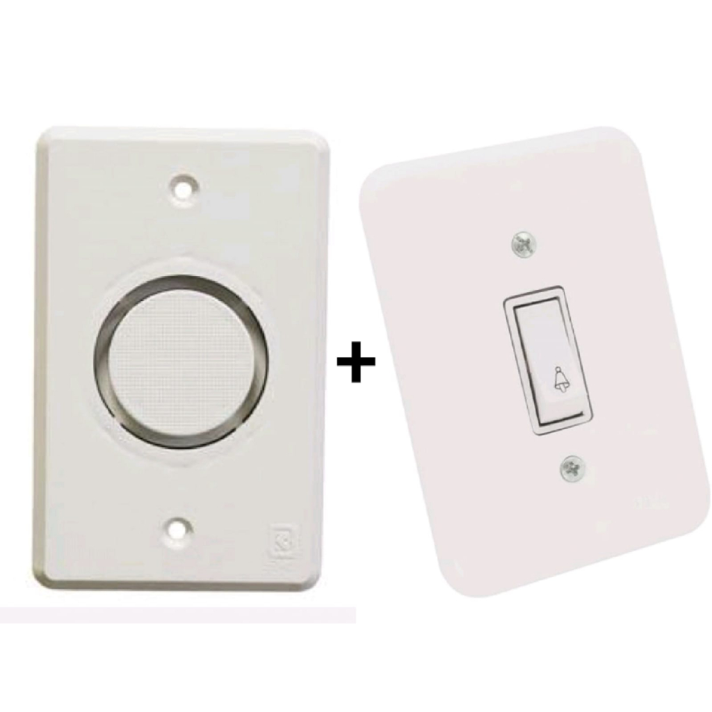 KIT CAMPAINHA CIGARRA INTERNA DE EMBUTIR BIKI COM INTERRUPTOR COM FIO (127VOLTS)