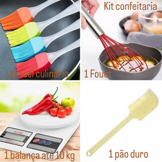 KIT BALANÇA DIGITAL DE COZINHA + 1 PINCEL CULINÁRIO + 1 FOUET G + 1 PÃO DURO OFF em Oferta na Shopee