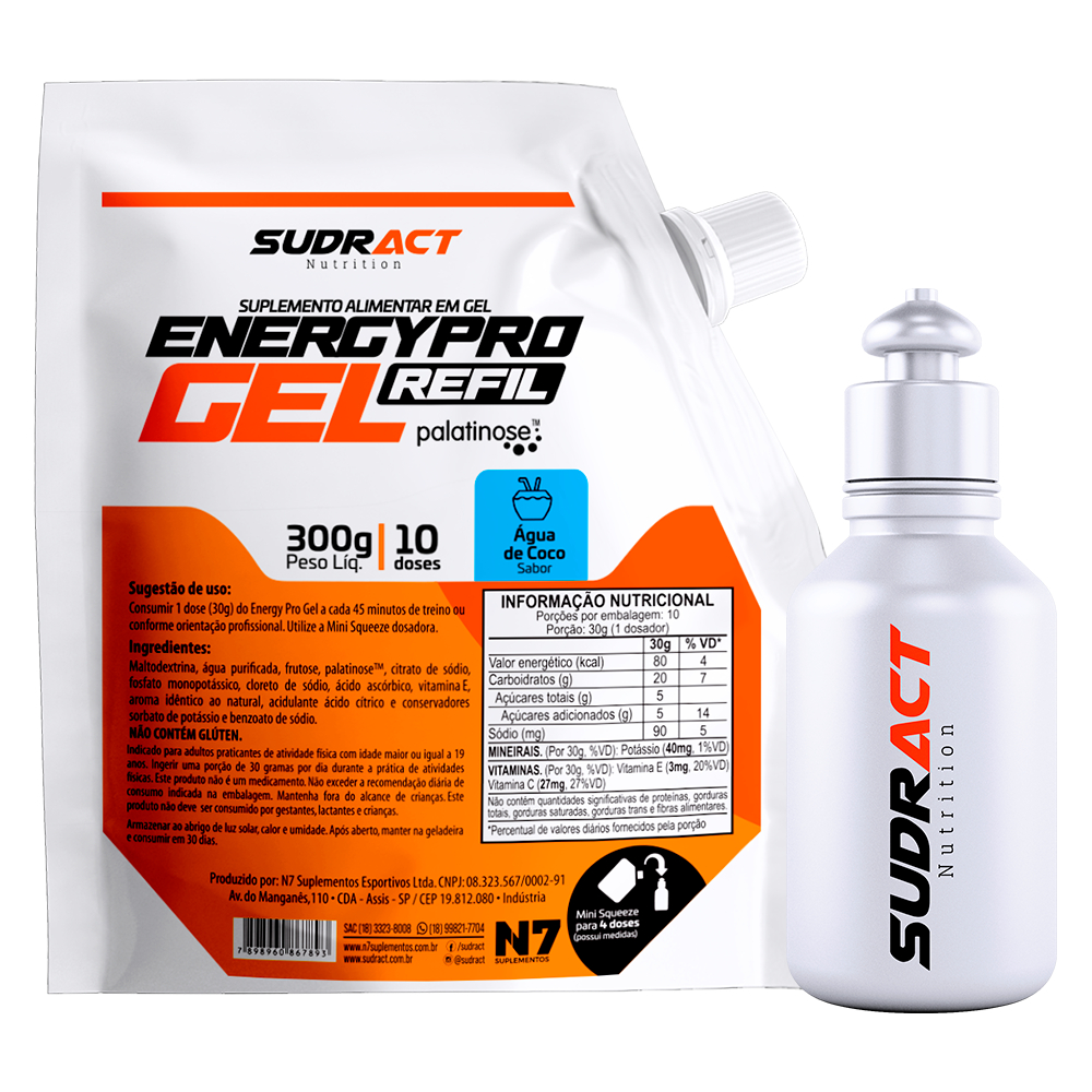 Energy Pro Gel Refil 300g + Mini Squeeze 100ml - Sudract Nutrition - Gel de Carboidrato (Pedal/Endurance/Bike)