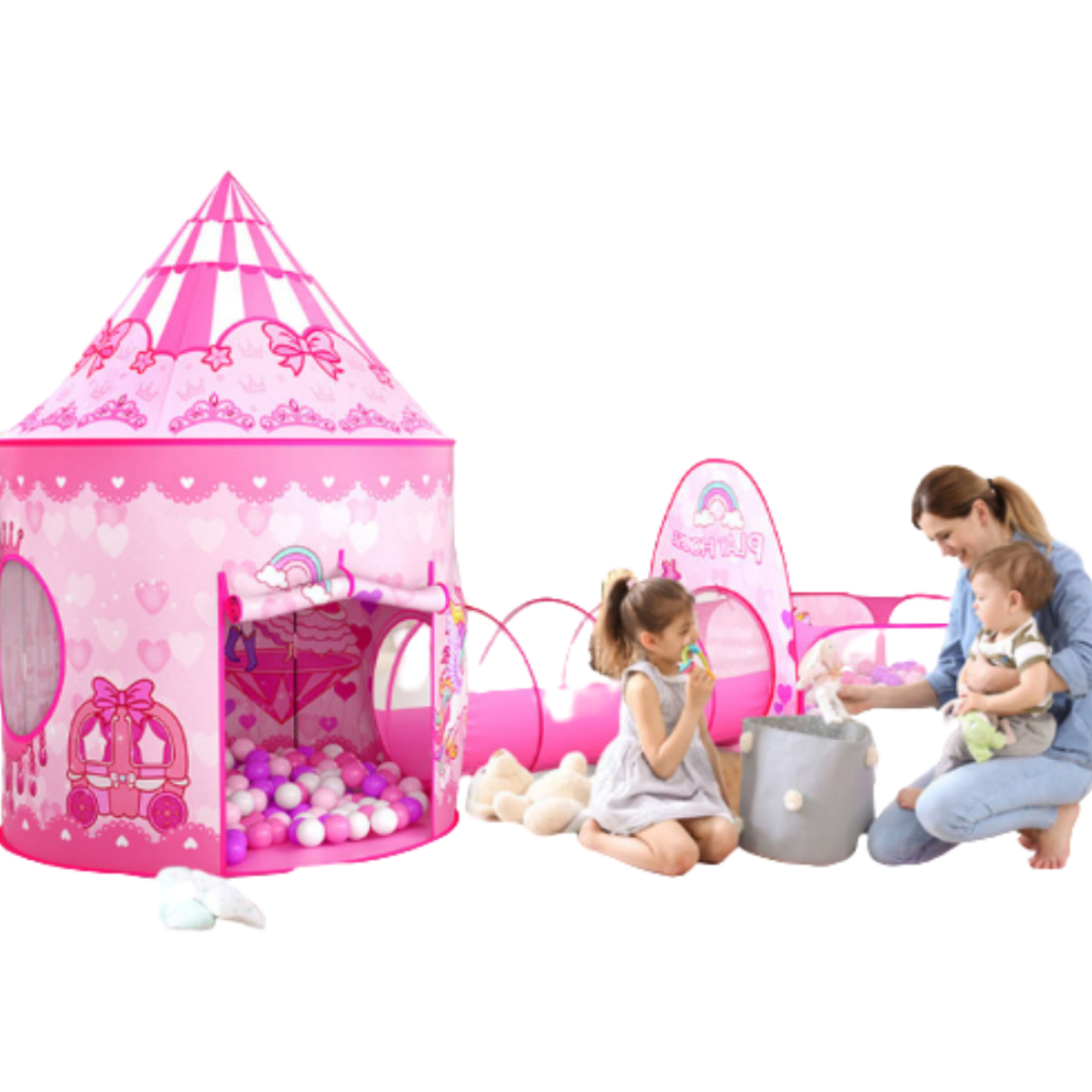 Barraca Rosa Infantil 3 em 1- Unicórnio castelo da princesa