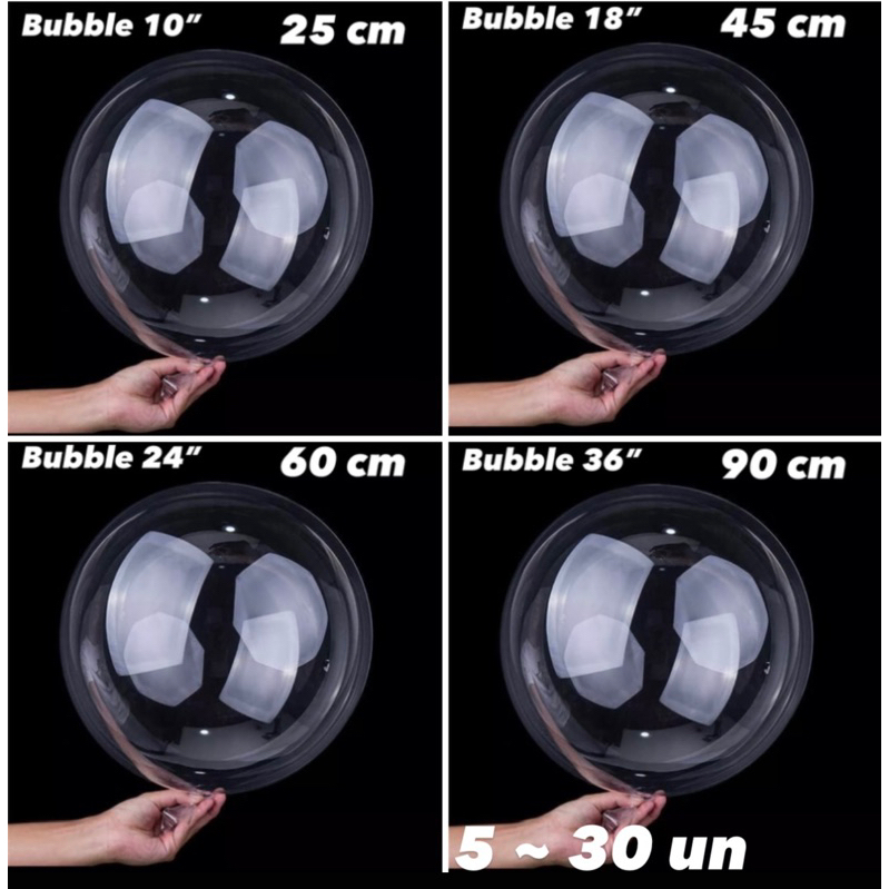 Kit Balão Bubble Bobo Balloon 10 18 24 e 36 polegadas Balões Para festas Aniversário// em Oferta na Shopee