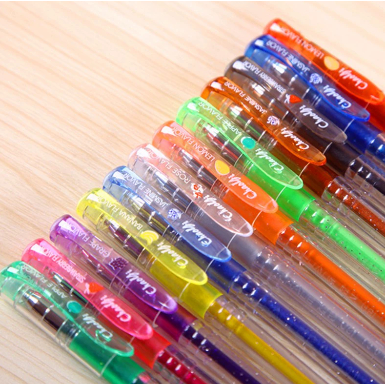 Caneta Canetinha Color Gel Com Glitter Diversas Cores 24 Cores