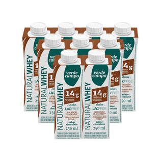 Shake Natural Whey Verde Campo Chocolate 250Ml 14G - Pack C/9Un