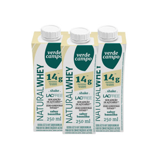 Shake Natural Whey Verde Campo Baunilha 250Ml 14G - Pack C/3Un