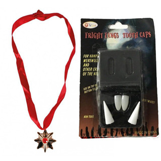 Dentadura Presas Dente Vampiro Colar Drácula Halloween