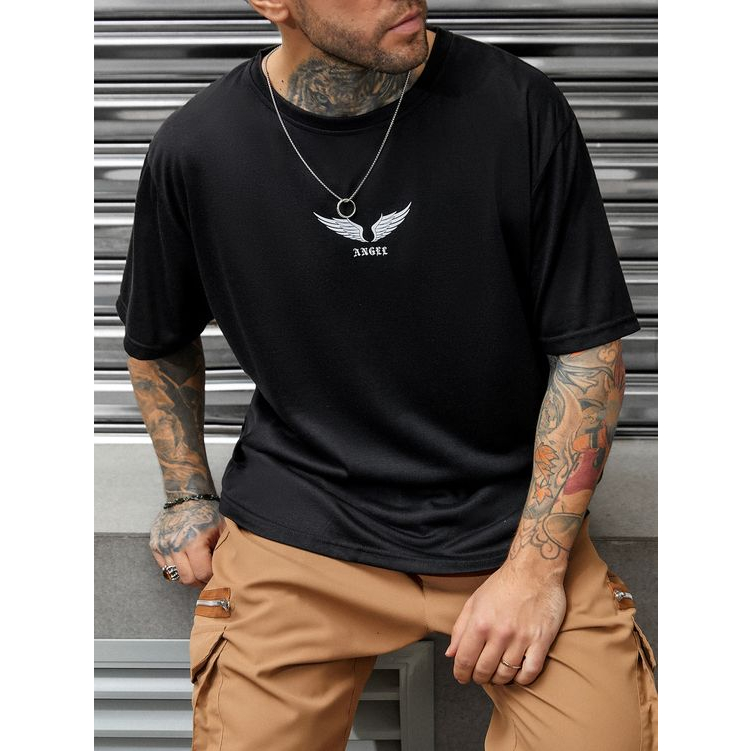 Camiseta Oversized Casual Manga Larga Angel Streetwear Anjo Moda Unissex