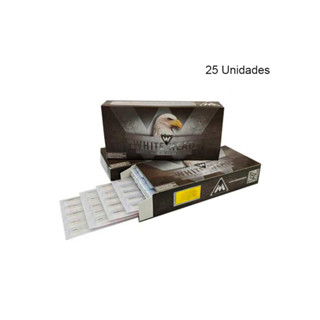 25 unidades de Agulhas de haste para tatuagem white head Linha/Bucha/Magnum/Magnum Round