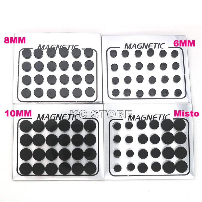 Cartela 12  Brinco de Imã Magnético preto 6 pares Brincos não precisar de furo pressão 6mm 8mm 10mm