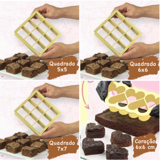 CORTADOR DE BROWNIE QUADRADO 5x5 6x6 7x7 CORAÇÃO 6x6 (Blue Star) OFF// em Oferta na Shopee