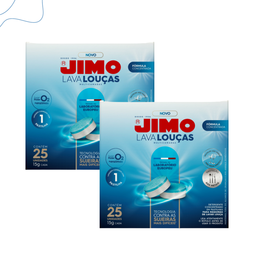 Kit 2 Jimo Lava Louça Pastilha 25x15g Detergente Para Lava Louças