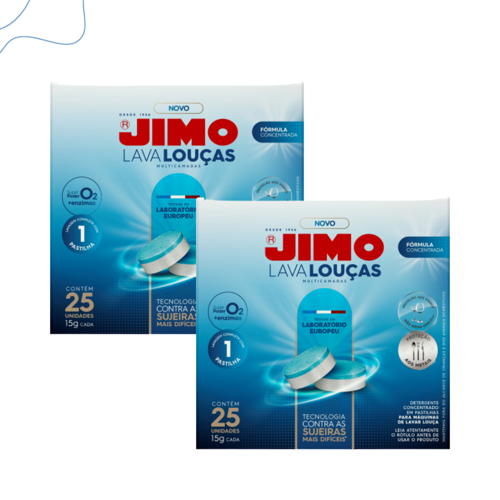 Kit 2 Jimo Lava Louça Pastilha 25x15g Detergente Para Lava Louças