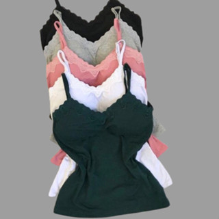Blusinha Feminina Regata Alcinha Com Bojo e Renda
