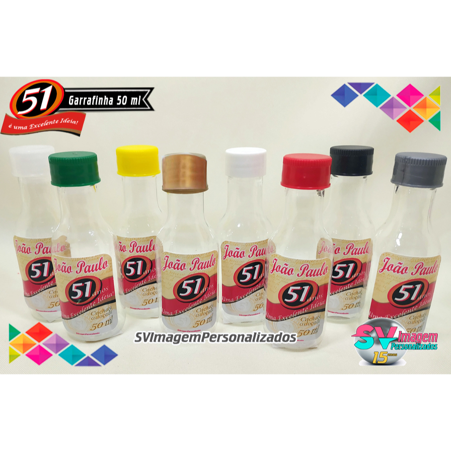 Boteco 51 Cachaça Festa Garrafinha de 50 ml para lembracinha de Aniversário Personalizada