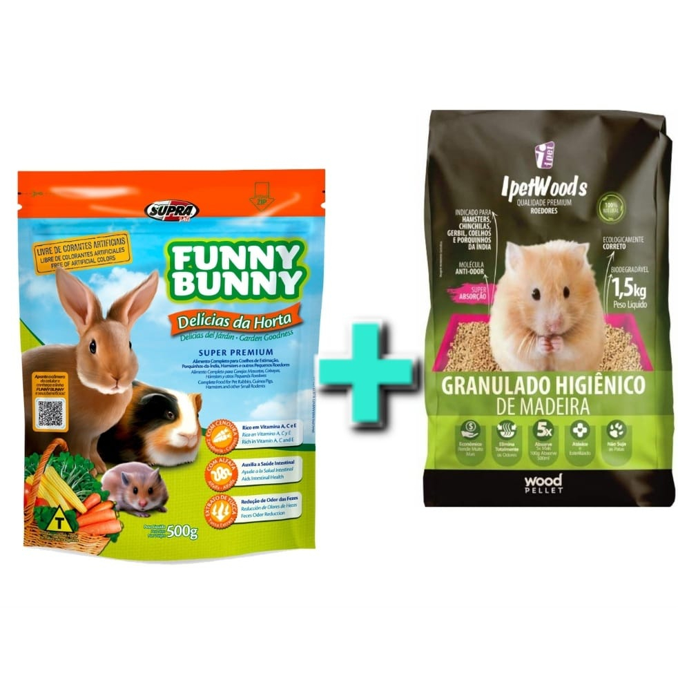FUNNY BUNNY RAÇÃO PARA ROEDORES 500GR COM GRANULADO 1,5KG