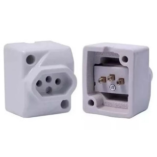 Kit 3 Tomadas De Sobrepor Porcelana 25A 2p+t Para Plug 20A Inmetro/ABNT