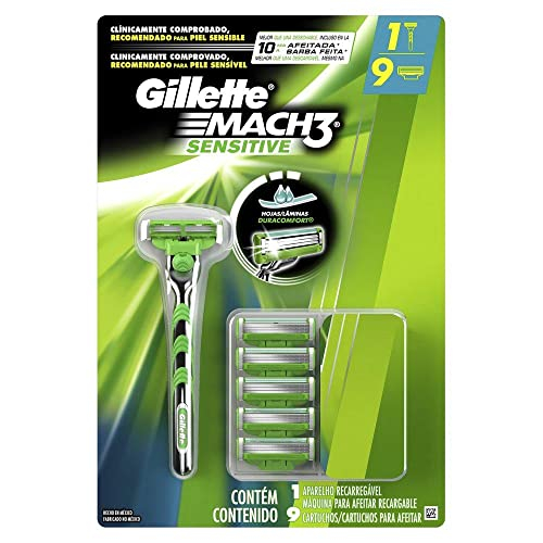 Aparelho de Barbear Gillette Mach3 Sensitive 9 Cargas - Comprar com Melhor Preço em Cuidados Masculinos
