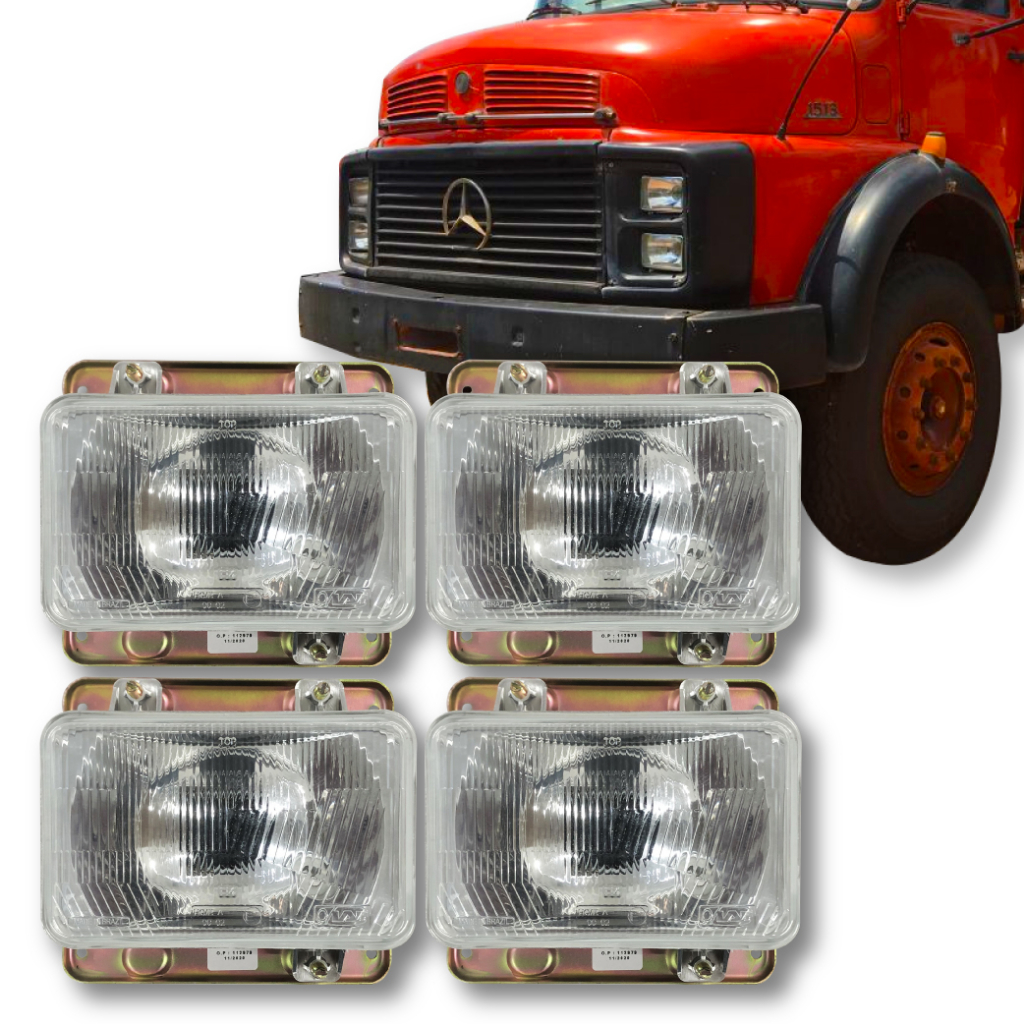 Kit Farol Caminhão Mercedes 1313 1113 1524 2019 1513 Cara Preta 4 Pçs em Oferta na Shopee