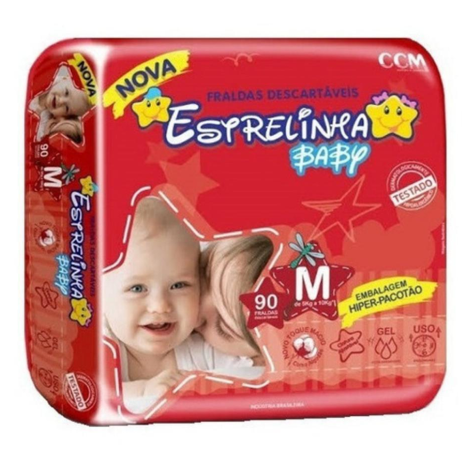 Fralda DESCARTAVEL INFANTIL BARATA Estrelinha Baby M Cobertura Suave ótima para escolinha
