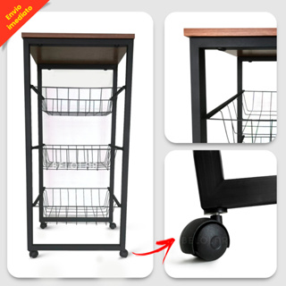 Fruteira De Chão Cozinha Em Aço Com Rodinha em Oferta na Shopee