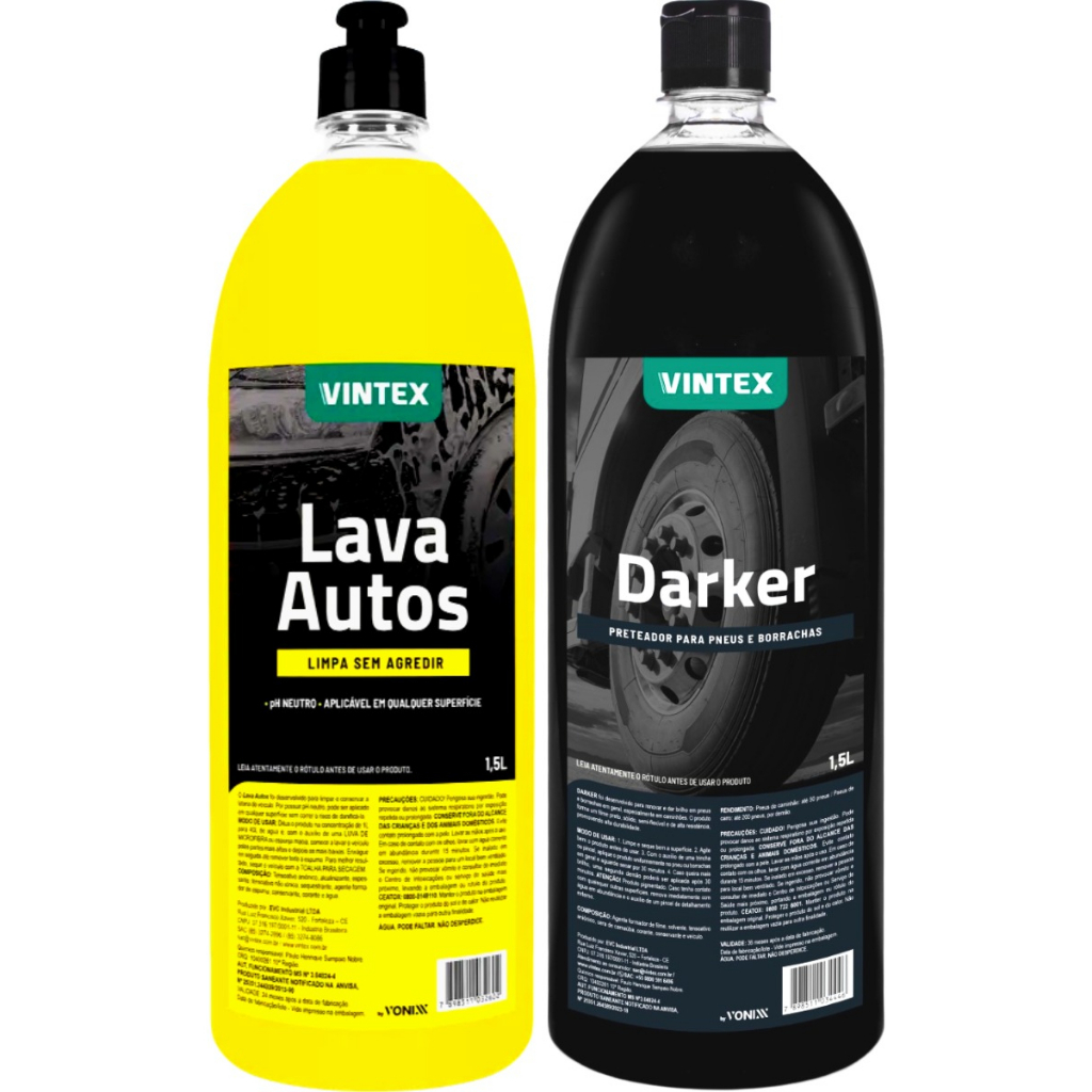 Darker Vintex Pneu Pretinho Automotivo Borracha + Lava Autos em Oferta na Shopee