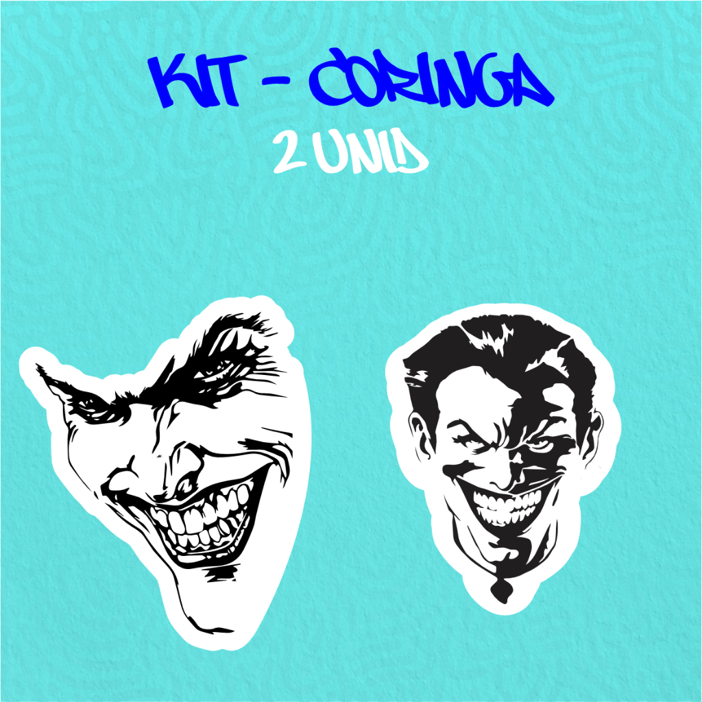 Kit - Adesivo Vinil - CORINGA 7-10 cm moto, bicicleta, skate, notebook, espelho, sticker