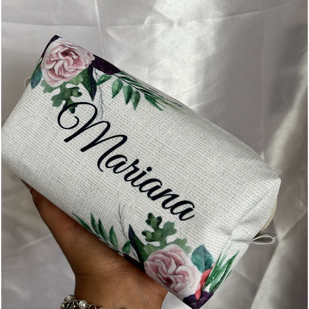 PRODUÇÃO 4 DIAS ÚTEIS  + FRETE  - Necessaire Box M Personalizada Com Nome p/ Presente - Madrinhas, Casamento em Oferta na Shopee