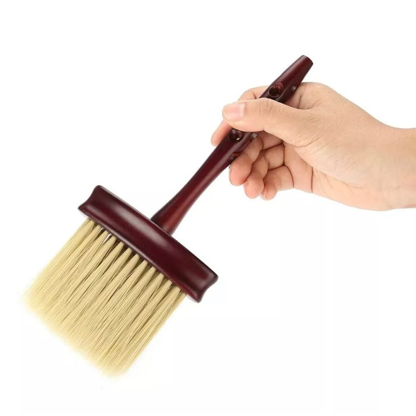 Espanador Profissional de Madeira Cabo Longo Para Barbeiro Cabeleireiro Pincel Cabelo Barbershop