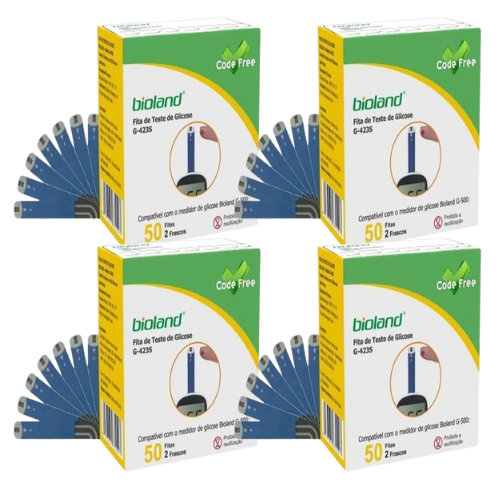 Tiras/Fitas De Glicose Diabetes Bioland G-500 c/200 unidades em Oferta na Shopee