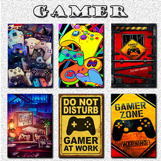 Quadrinhos Decoração Quarto Gamer, Jogos Zona Gamer, Só mais Cinco Minutinhos, Online Não tem Pause 13x9