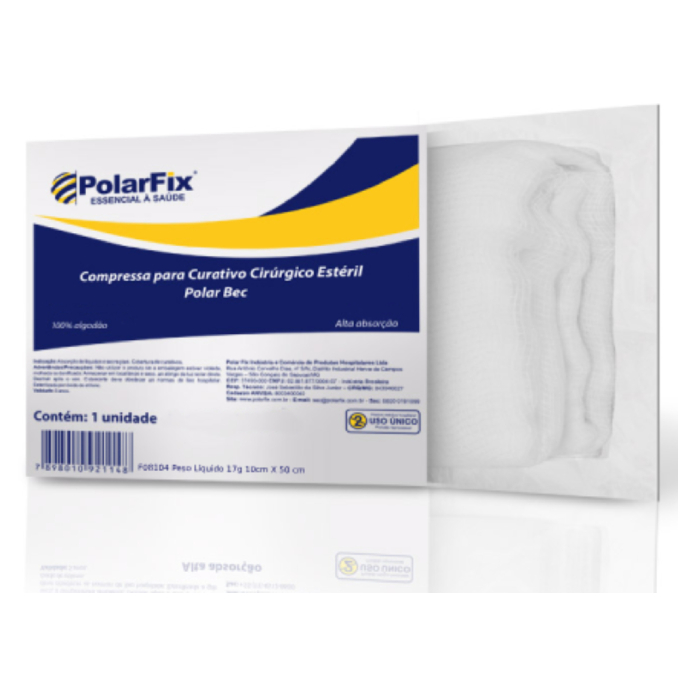 Compressa de Gaze Esteril Algodonada 10x50 Polarfix - 30 Unidades em Oferta na Shopee