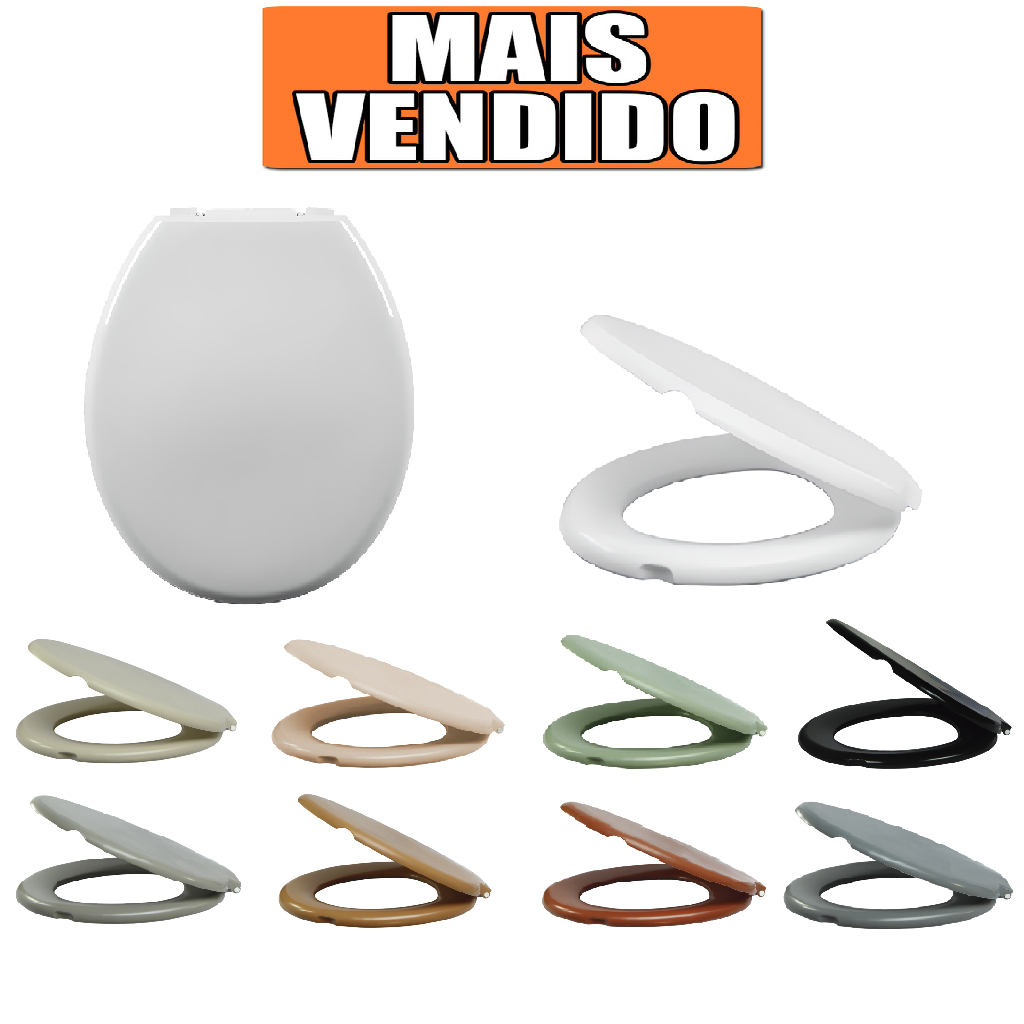 Assento Sanitário Almofadado Premium Universal Oval VARIAS CORES Tampa de Vaso Privada