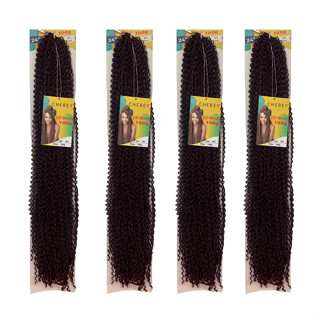 kit 4 Cabelo Miojinho 400G (Cor 99J Marsala) Tranças Micro Zizi Kanekalon Pronto Para Trançar